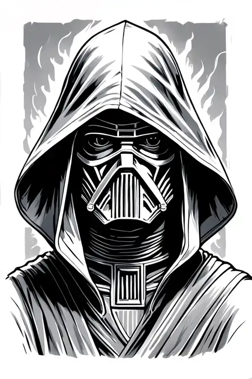 jedi with hood covering his face tattoo design idea