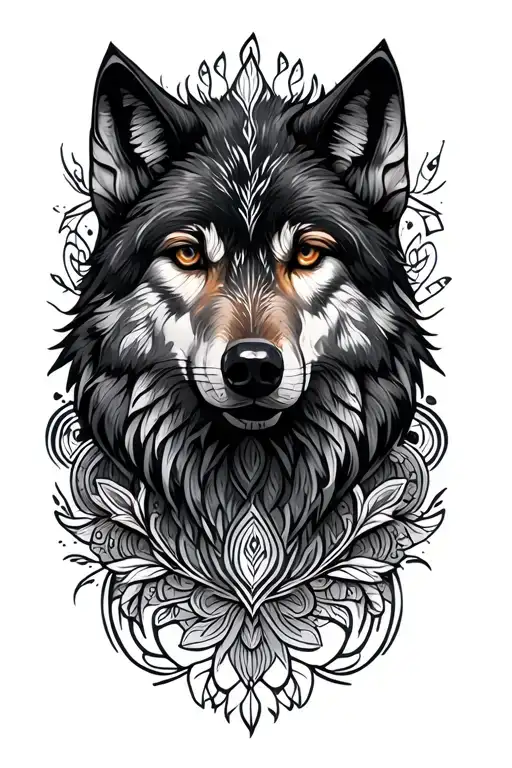 Mandala Wolf tattoo design idea