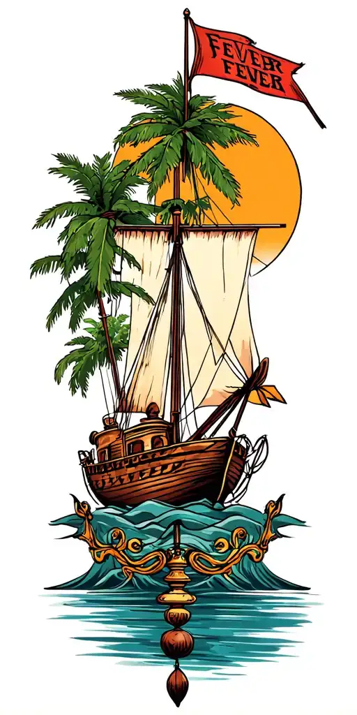 adventure thai boat travel fever tree weathervane tattoo design idea