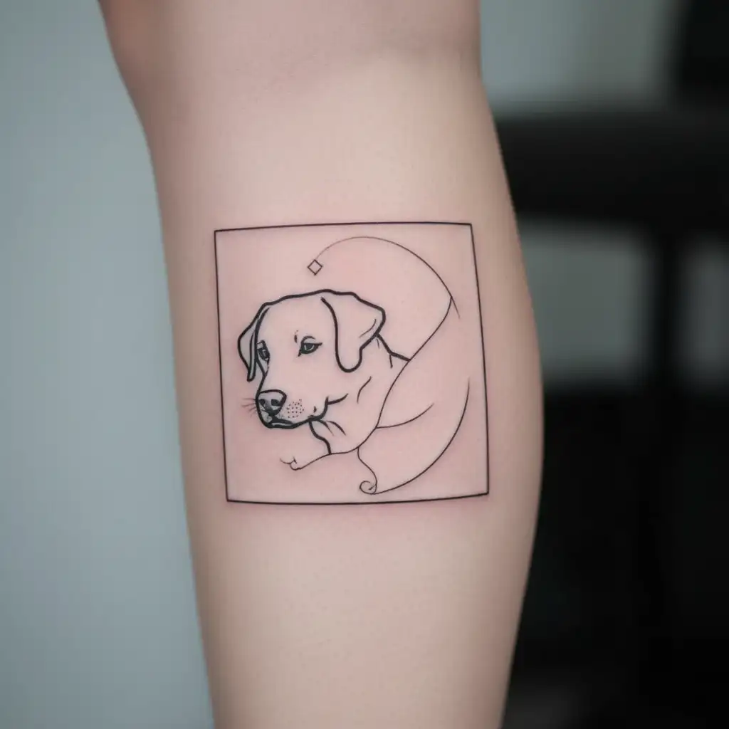 'how lucky are we' with labrador dog tattoo design idea