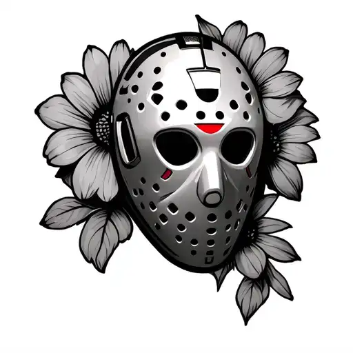 hockey mask flowera goalie stick tattoo design idea