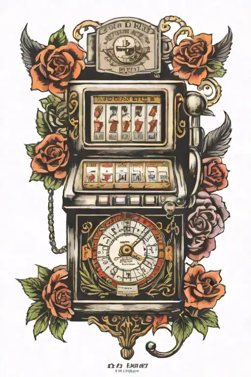 slot machine showing 10-4-24 tattoo design idea