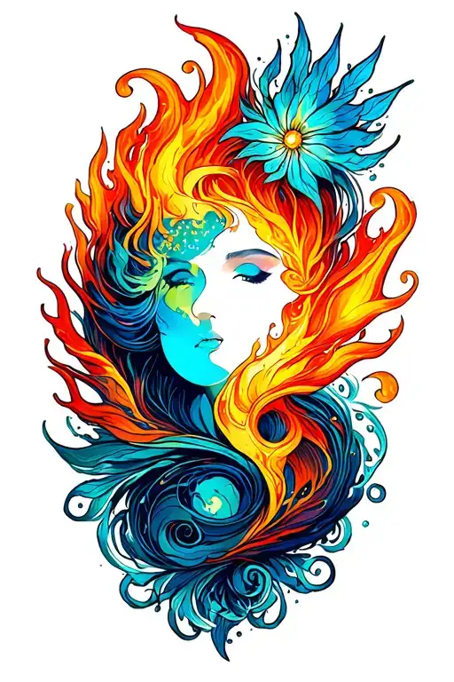 fire water earth air tattoo design idea