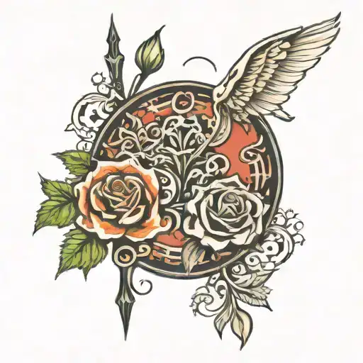 The combination of the month of June and the lucky numbers of the month of June tattoo design idea