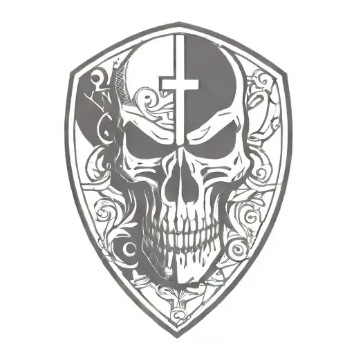 shield and Ankh Symbol tattoo design idea