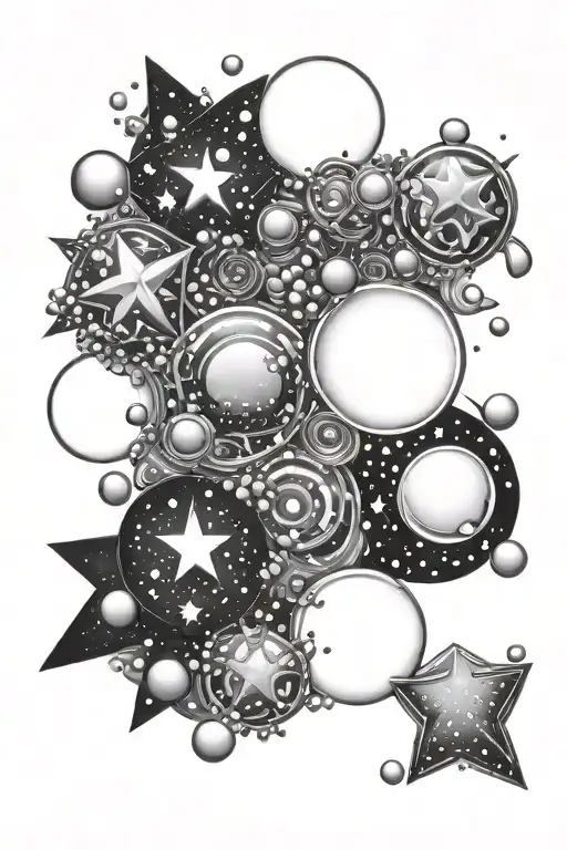 Bubbles and stars cluster  tattoo design idea