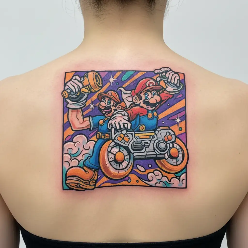 super mario, controler logo, need for speed, mario mushroom, hercules game tattoo design idea