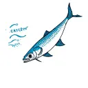 a small blue sardine tattoo design idea