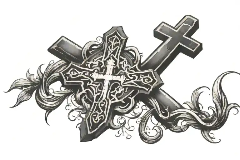 rooted in Christ cross tattoo design idea