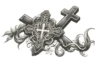 rooted in Christ cross tattoo design idea