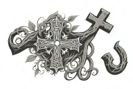 rooted in Christ cross tattoo design idea