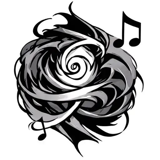 Naruto cursed mark tatto with music notes swirling tattoo design idea