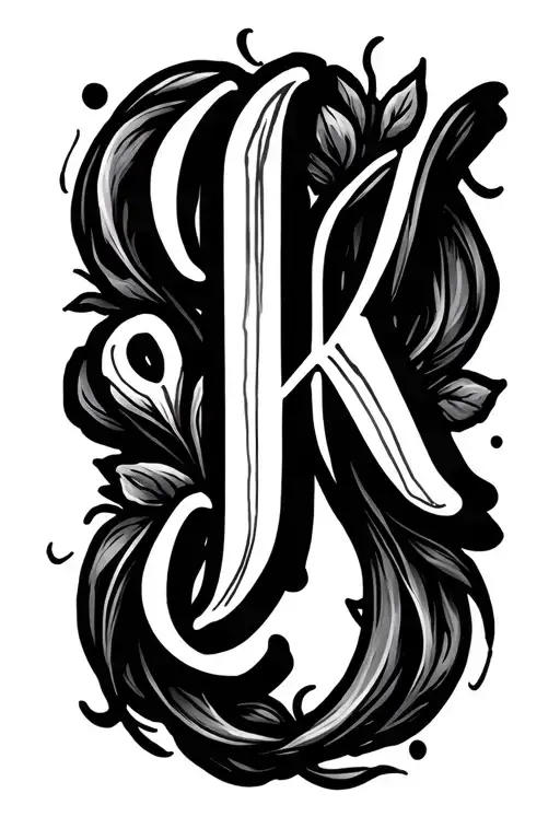 initials j k e in cursive writing tattoo design idea