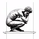 Create a tattoo design based on the statue of the thinker repaired with the japanese art of kintsugi tattoo design idea