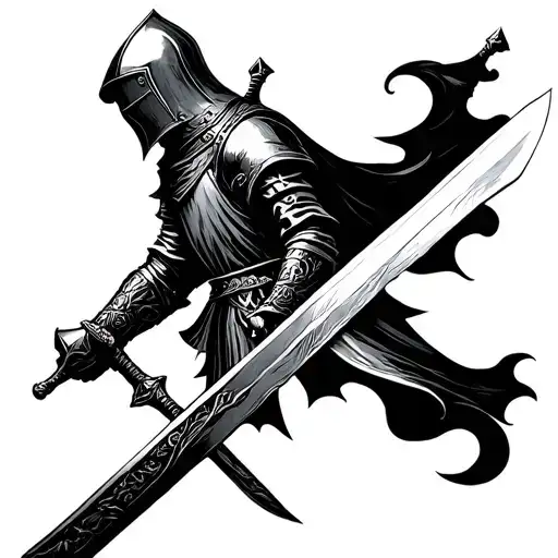 templar knight holding sword tattoo design idea