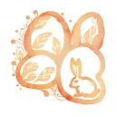 two bunny paw prints outline with a bunny nose print and orange and white  tattoo design idea