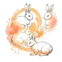 two bunny paw prints outline with a bunny nose print and orange and white  tattoo design idea