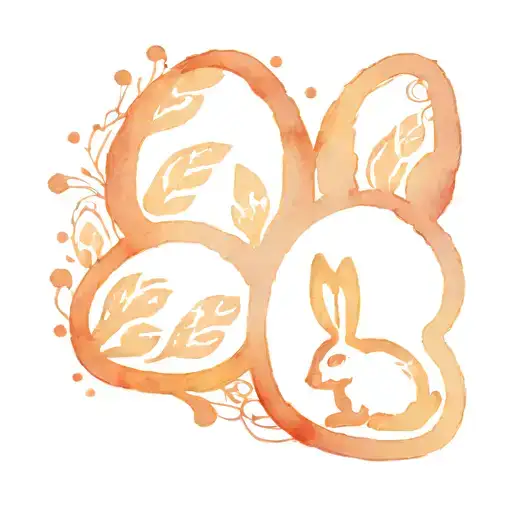 two bunny paw prints outline with a bunny nose print and orange and white  tattoo design idea