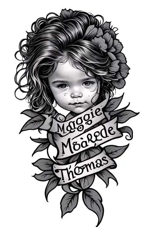 "Maggie Marie Kade Thomas " kids names and birth times New roman tattoo design idea