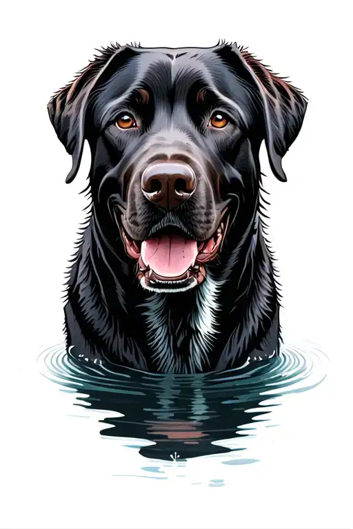 Dog black english labrador retriever near water darken everything add more tattoo design idea