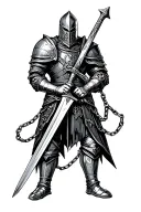 Chains, with gothic knight holding sword. tattoo design idea
