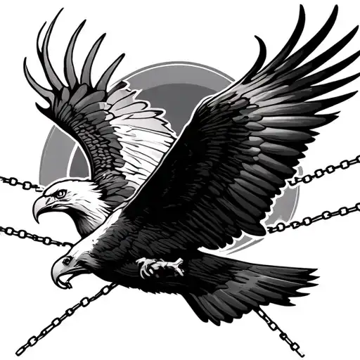 broken chain with flying eagle soaring eagle breaking free tattoo design idea