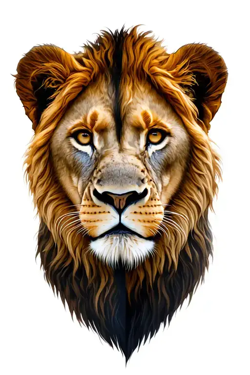 half lion face with half cub tattoo design idea