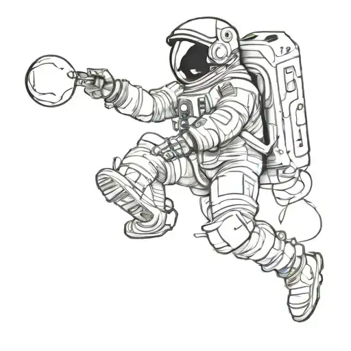 astronaut floating in space tattoo design idea