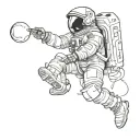 astronaut floating in space tattoo design idea