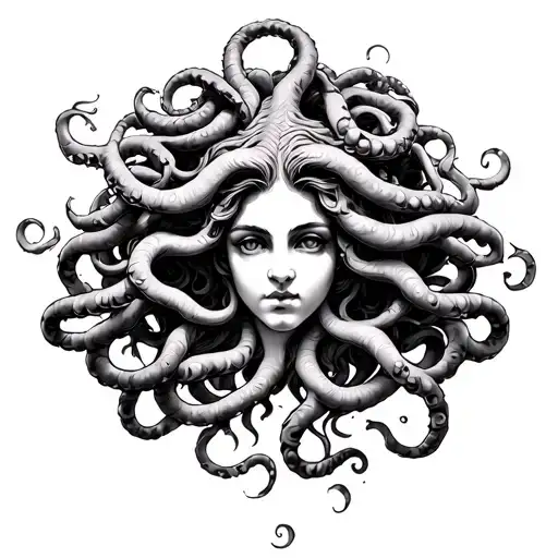 Sicilian Medusa intertwined within tattoo design idea