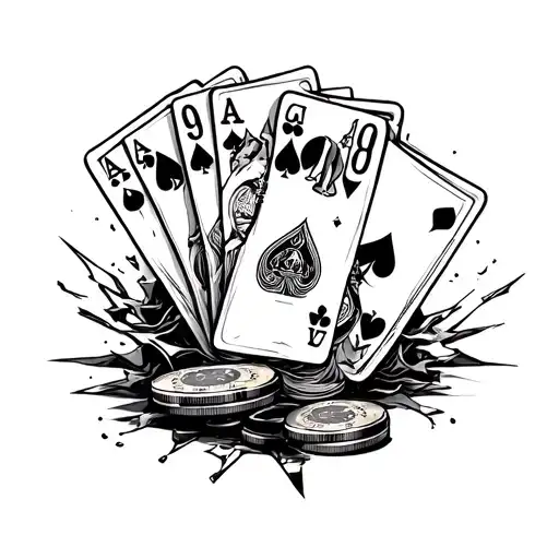 gambling, money, alcohol, breaking free  tattoo design idea