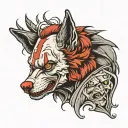 half face off pennywise half face wolf  tattoo design idea