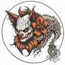 half face off pennywise half face wolf  tattoo design idea
