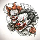 half face off pennywise half face wolf  tattoo design idea