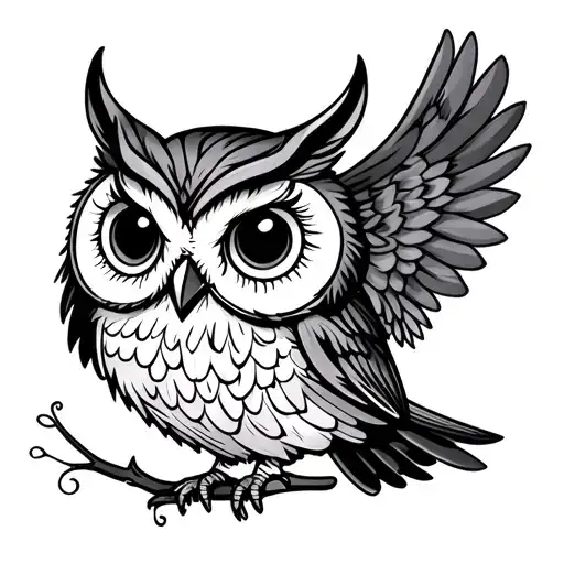 Cute Owl tattoo design idea