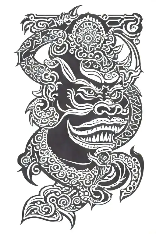 Bali barong temple tattoo design idea