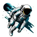 Astronaut floating tattoo design idea