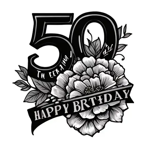 50th birthday date tattoo design idea