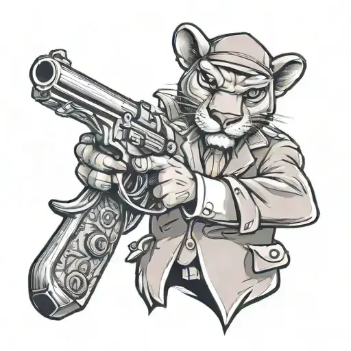 pink panther whit gun and money tattoo design idea