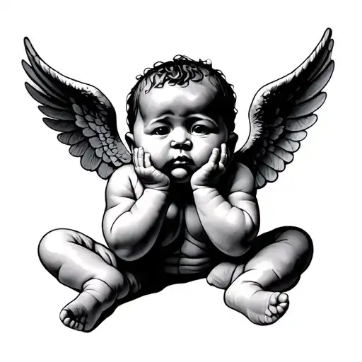 black baby angels doing the hear no evil speak no evil see no evil tattoo design idea