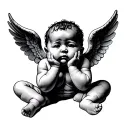 black baby angels doing the hear no evil speak no evil see no evil tattoo design idea