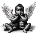 black baby angels doing the hear no evil speak no evil see no evil tattoo design idea