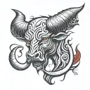 red and black heavily shaded bull horn tattoo design idea