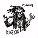 "Indigenous Plumbing " dreadlock painted face Native American plumber holding a wrench tattoo design idea