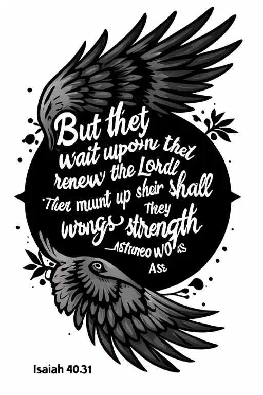 Bible verse Isaiah 40:31  But they that wait upon the Lord shall renew their strength; they shall mount up with wings as tattoo design idea
