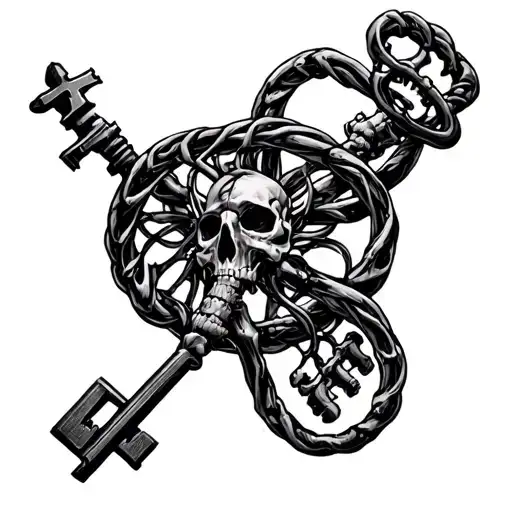 skeleton key quantum entanglement tattoo design idea