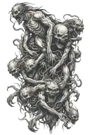 hundreds of souls escaping the pits of hell crawling over one another scratching their way out  tattoo design idea