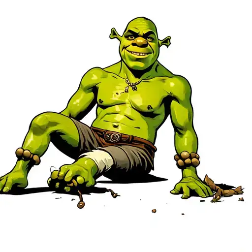 the ginger bead man shrek with a broken leg tattoo design idea