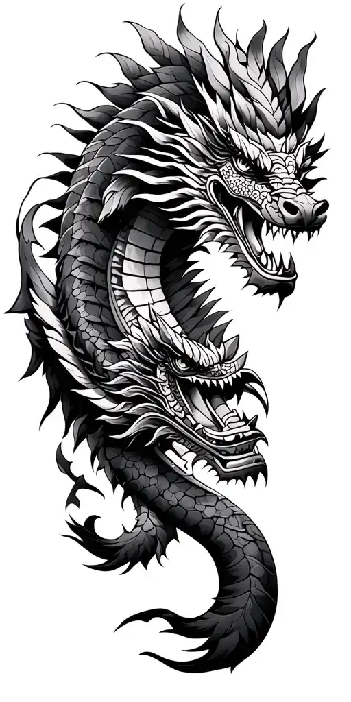 mayan with japanese drago giapponese intrecciato tattoo design idea