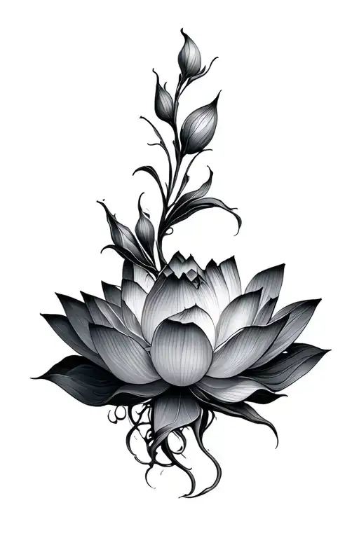 lotus and vein tattoo design idea